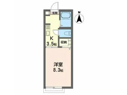 千秋コーポ駅東(1K/1階)の間取り写真