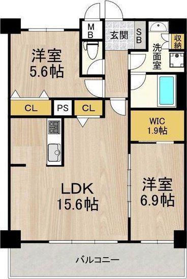 セノアタワー新大阪(2LDK/14階)の間取り写真