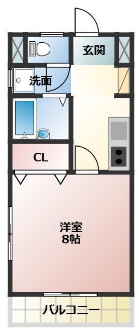 イーストランドマークII(1K/1階)の間取り写真