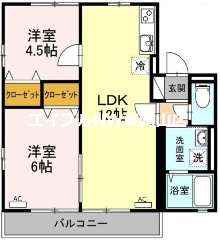 ガーデン江西通I(2LDK/1階)の間取り写真