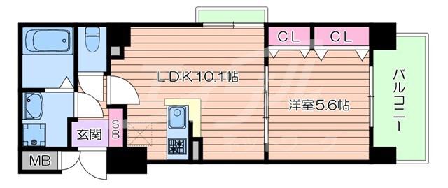 ノルデンハイム江坂II(1LDK/13階)の間取り写真