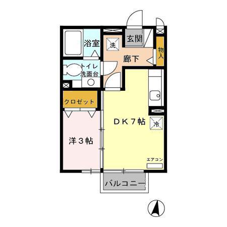 ラフィネ(1DK/1階)の間取り写真