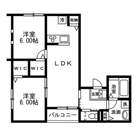 LUCE B棟(2LDK/1階)の間取り写真