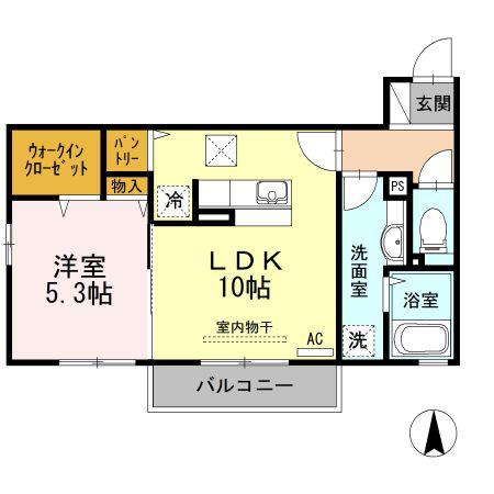 上越新幹線 長岡駅 徒歩25分 3階建 築11年(1LDK/1階)の間取り写真