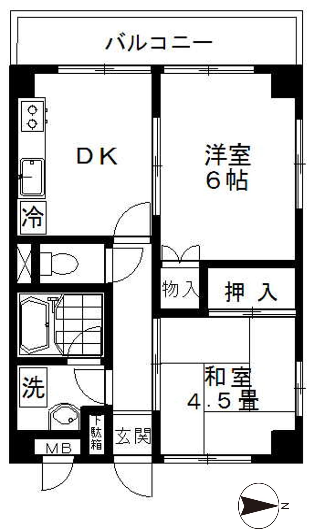 ヴェラハイツ木場(2DK/5階)の間取り写真