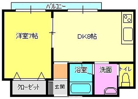 リ・ポーズ21(1DK/8階)の間取り写真