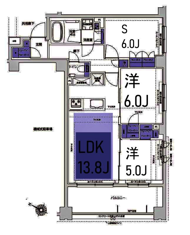 KDXレジデンス横濱紅葉坂(2SLDK/2階)の間取り写真