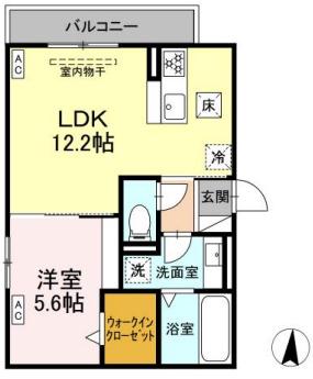 DーHILLS 天王(1LDK/1階)の間取り写真