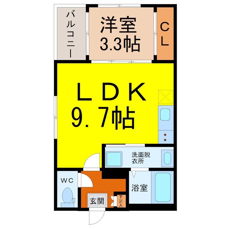 ルミナス中村(1LDK/1階)の間取り写真