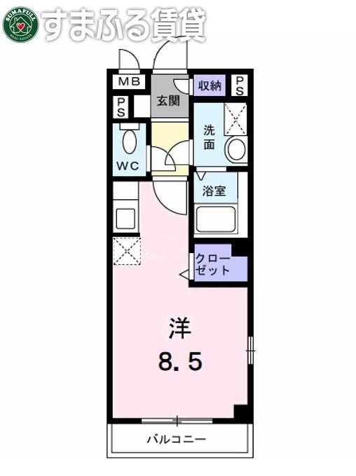 アルジャン壱番館(ワンルーム/2階)の間取り写真