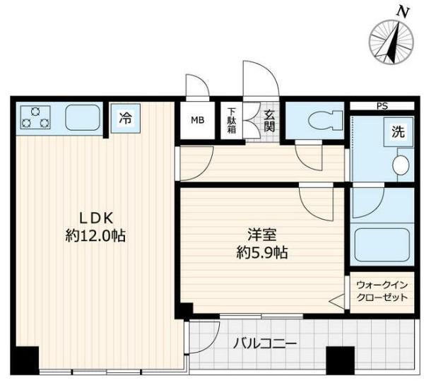 パルウィッシュ弘明寺(1LDK/3階)の間取り写真