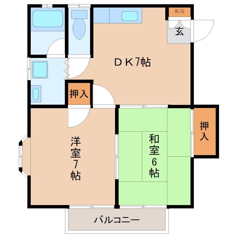 アキラハイツ(2DK/2階)の間取り写真