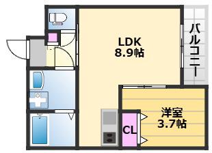 グレースヴィラ泉大津(1LDK/3階)の間取り写真