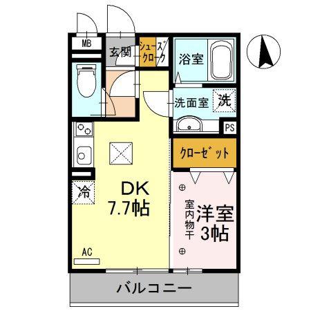 カーサ丸山(1DK/1階)の間取り写真