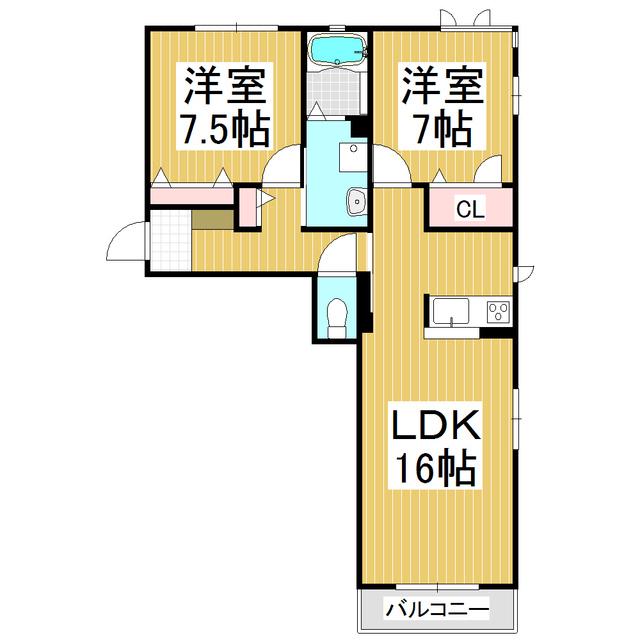 ルーエシャトー(2LDK/3階)の間取り写真