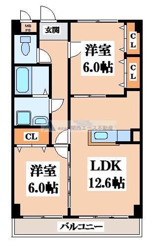 GRAND CHARIOT(2LDK/2階)の間取り写真