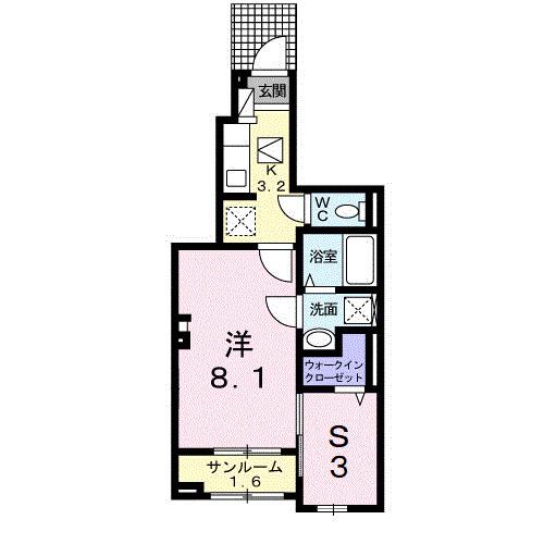 UH浅野(1LDK/1階)の間取り写真