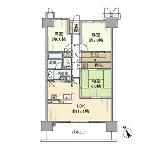 プレミアムフォート稲沢(3LDK/6階)の間取り写真