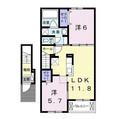 RITU(2LDK/2階)の間取り写真