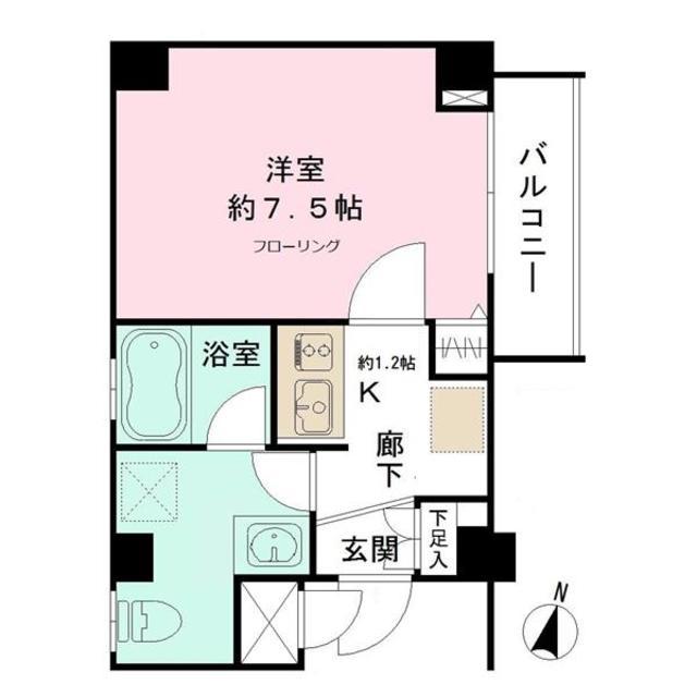 CYNTHIA代田橋III(1K/2階)の間取り写真