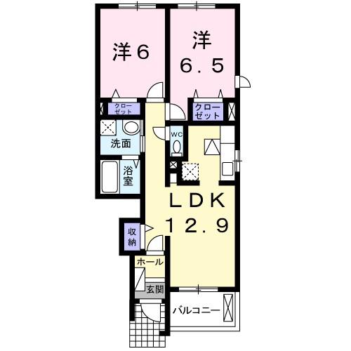 エレガント叶I(2LDK/1階)の間取り写真