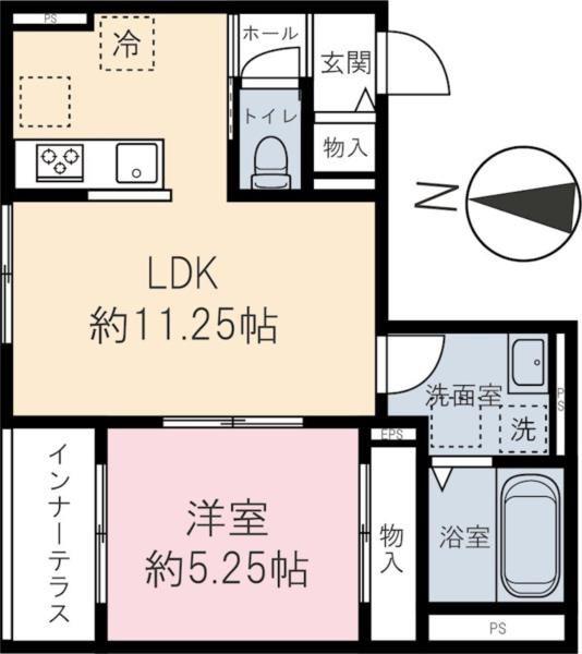 HIKARI(1LDK/1階)の間取り写真