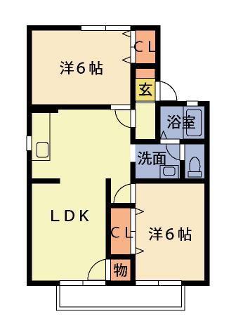 メゾンド・ユーB棟(2LDK/2階)の間取り写真