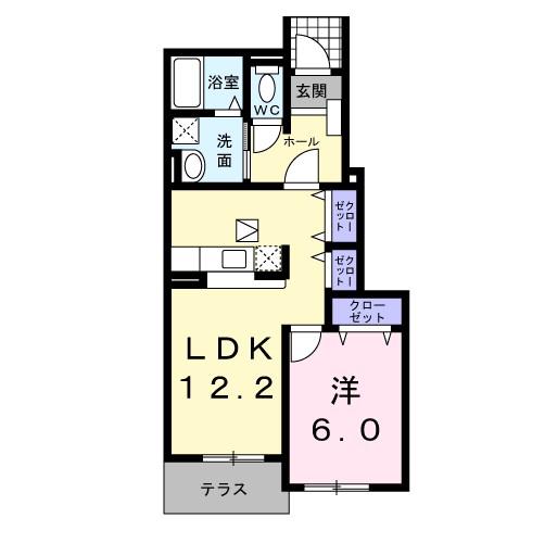 リヴィエール光(1LDK/1階)の間取り写真