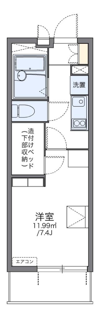 レオパレス鳴尾B(1K/4階)の間取り写真