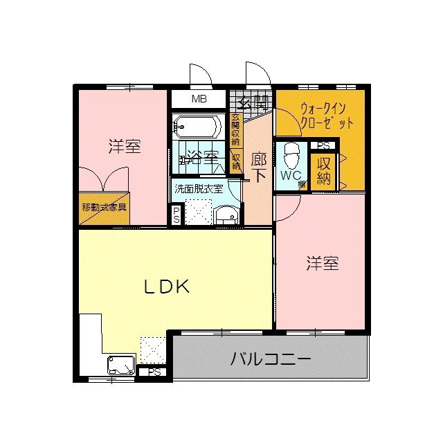 サザン・ウインド(2LDK/3階)の間取り写真