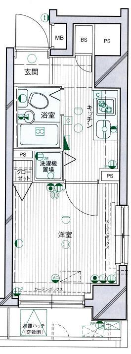 パークウェルツインズ西新宿サウスピア(1K/4階)の間取り写真