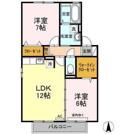 プラザシャルムC(2LDK/2階)の間取り写真