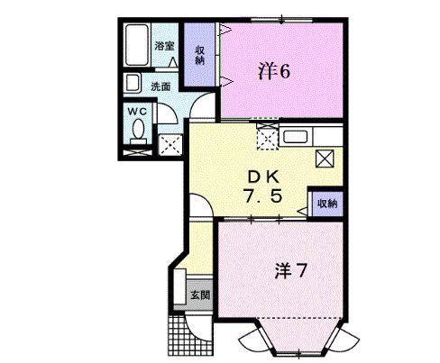 エーデル ハオス I A(2DK/1階)の間取り写真
