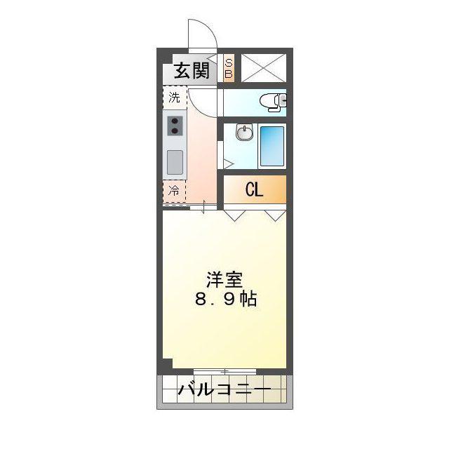 エクシヴ22(1K/4階)の間取り写真