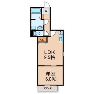 CASA胡録台(1LDK/1階)の間取り写真