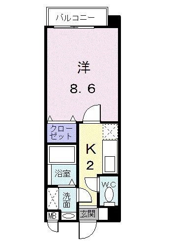 リバ-ガーデンF(1K/2階)の間取り写真