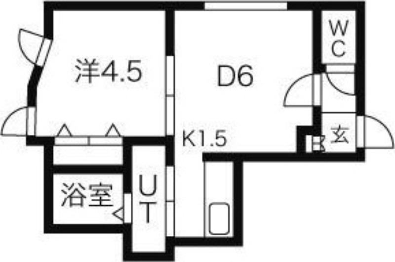 LEESPACE元町(1DK/1階)の間取り写真