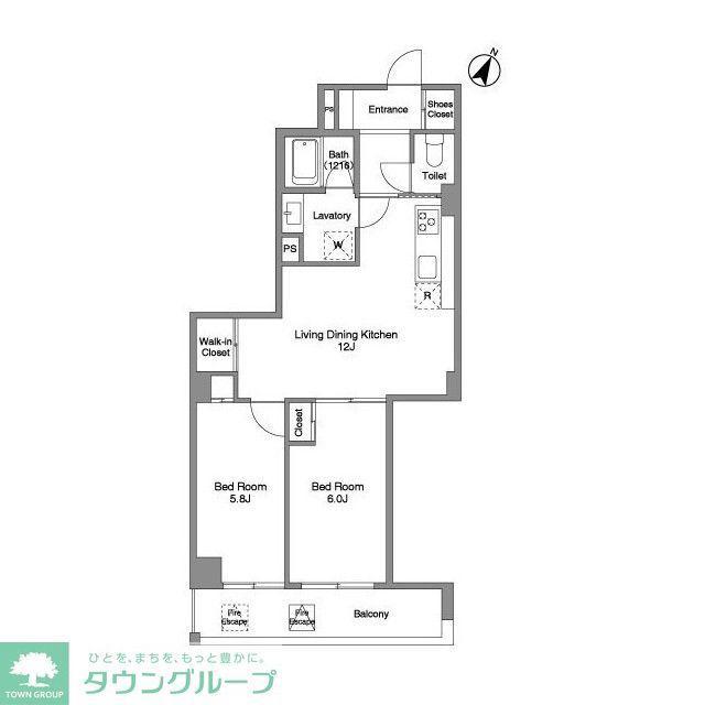 BPRレジデンス練馬富士見台(2LDK/2階)の間取り写真