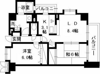 グリーンプラザ大井町(2LDK/4階)の間取り写真