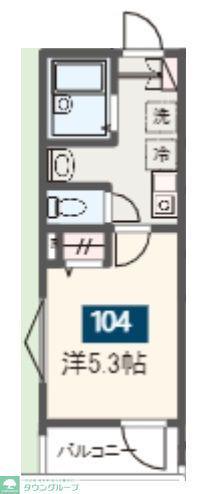 MELDIAみのり台II(1K/1階)の間取り写真