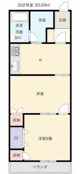 山口マンション(2K/3階)の間取り写真