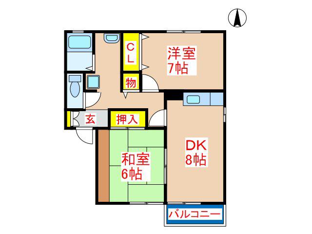 セジュールぶーけ(2DK/2階)の間取り写真