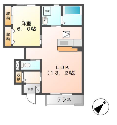 コモド ピノ(1LDK/1階)の間取り写真