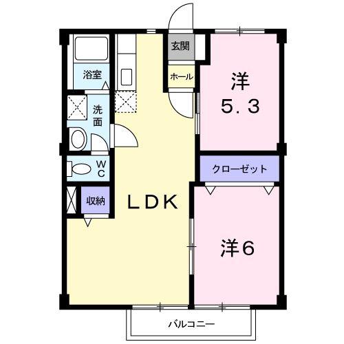 サンプレイスPART2(2LDK/2階)の間取り写真