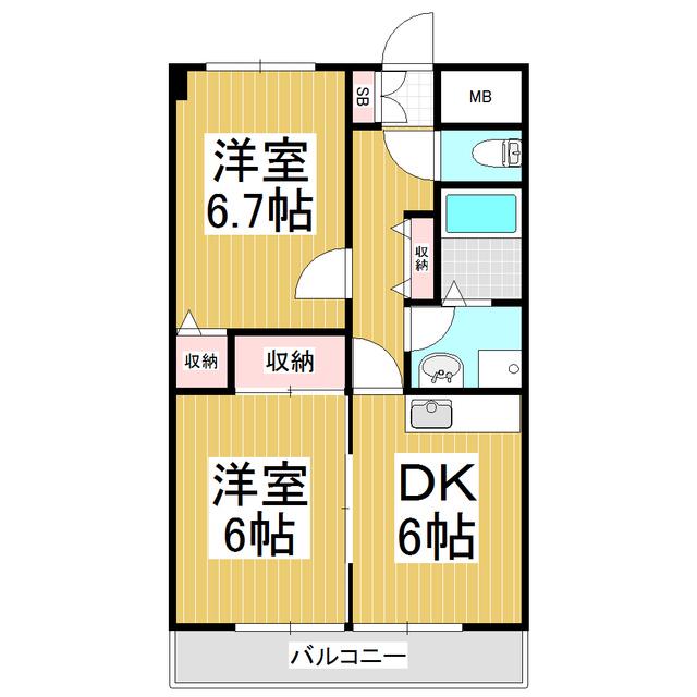 NAKATAマンション(2DK/1階)の間取り写真
