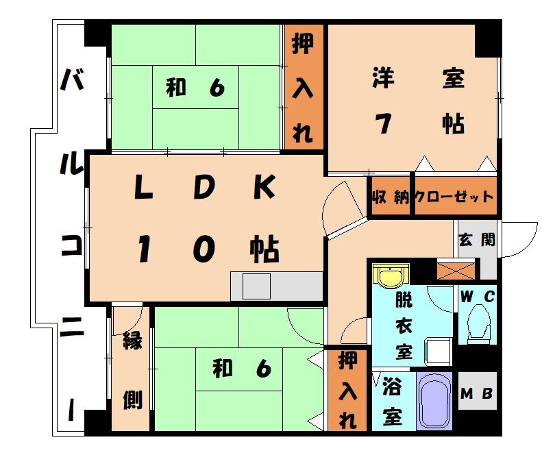 プリオール5(3LDK/3階)の間取り写真