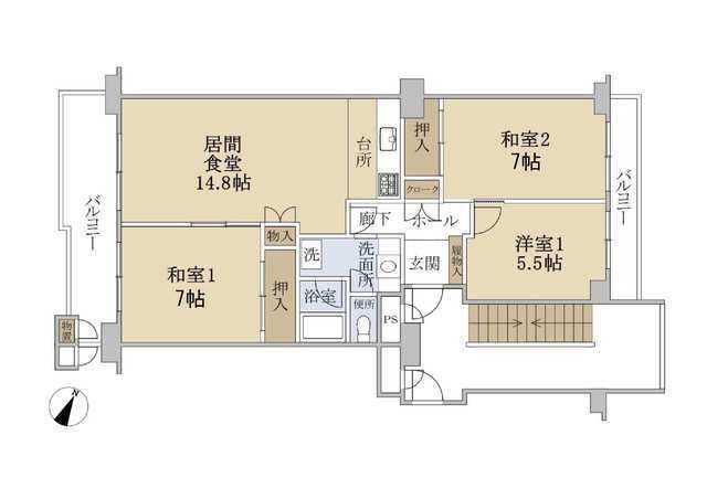 神戸ポートビレジ2号棟(3LDK/12階)の間取り写真