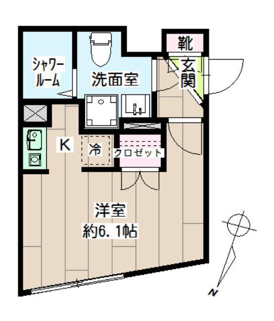JR京浜東北線 新子安駅 徒歩1分 4階建 築6年(1K/4階)の間取り写真