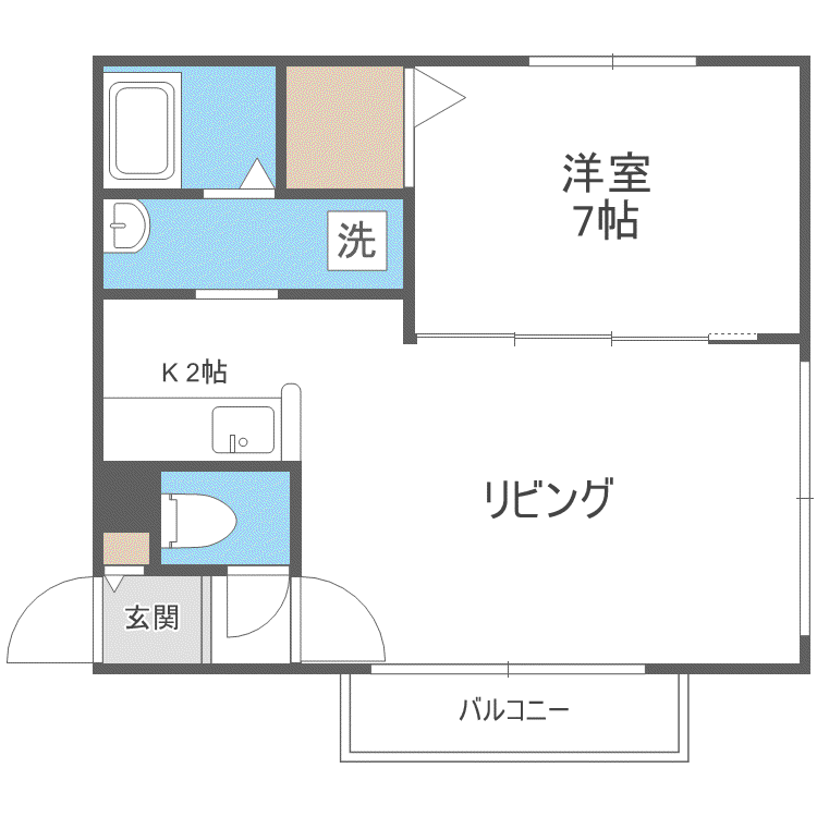 グランディオス月寒東(1LDK/2階)の間取り写真