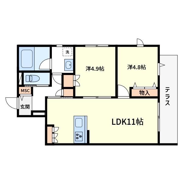 アビテ明大前(2LDK/1階)の間取り写真